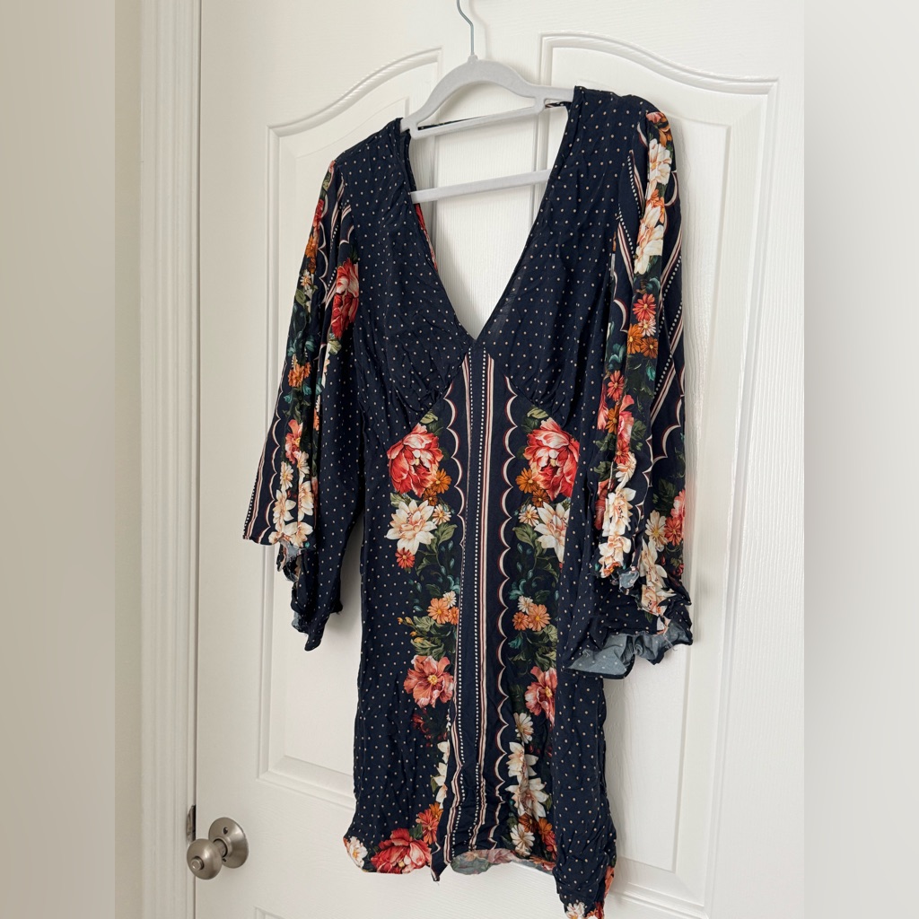 Farm Rio Floral Navy Dress